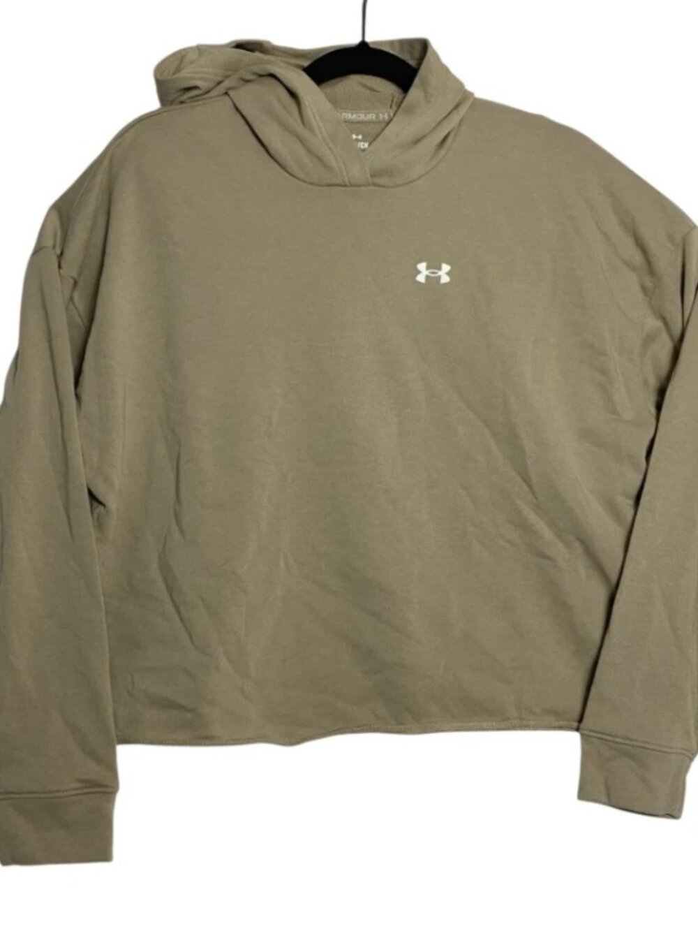 Under Armour Womens Brown Tan Khaki Hoodie Cropped Sweatshirt Size Small